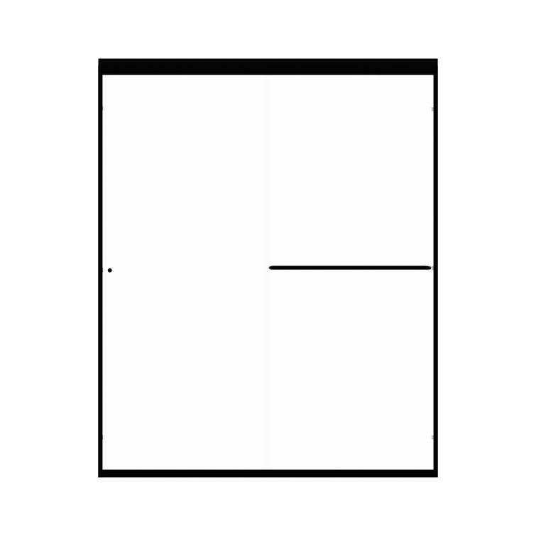 Eurolite 58" Matte Black Frameless Sliding Shower Door with Clear Glass