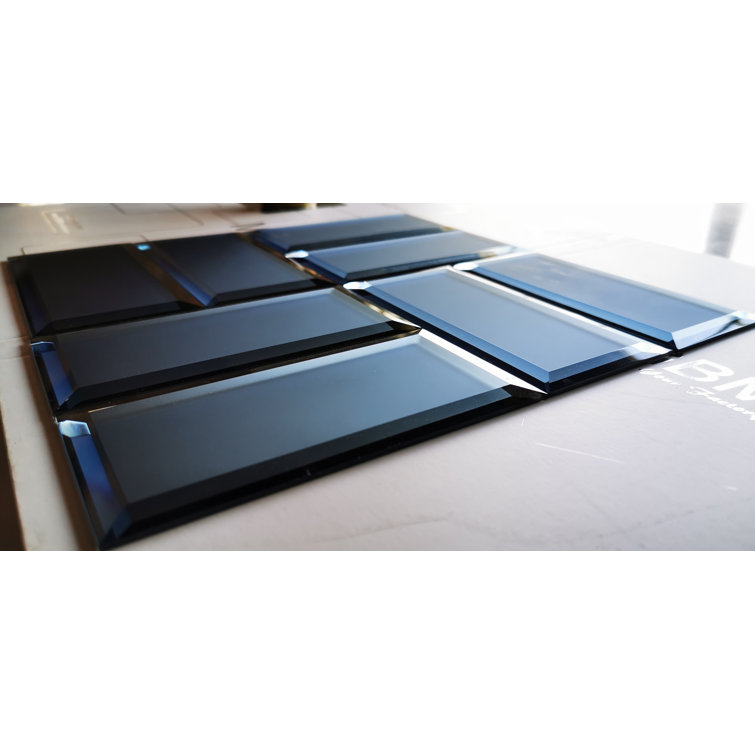 Graphite Blue 3x6 Matte Glass Beveled Subway Tile