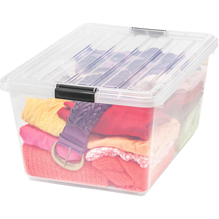 Clear Polypropylene Stackable Storage Bin with Latch Lid, 68 Quart