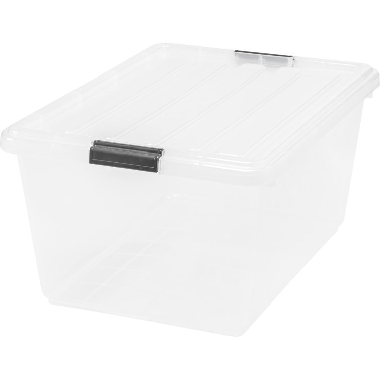 Clear Polypropylene Stackable Storage Bin with Latch Lid, 68 Quart