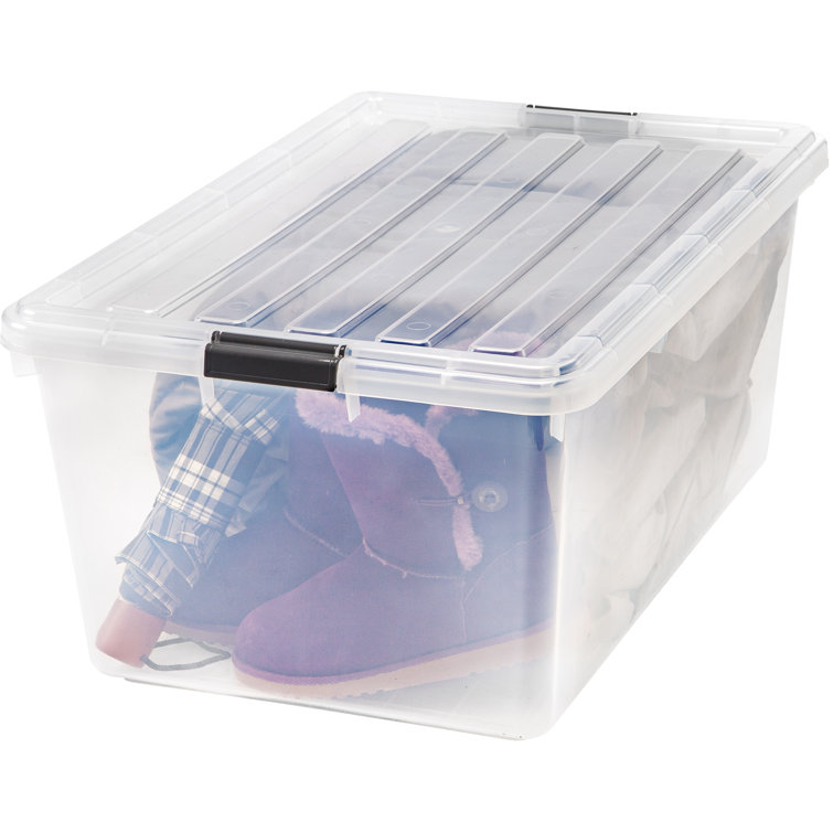 Clear Polypropylene Stackable Storage Bin with Latch Lid, 68 Quart