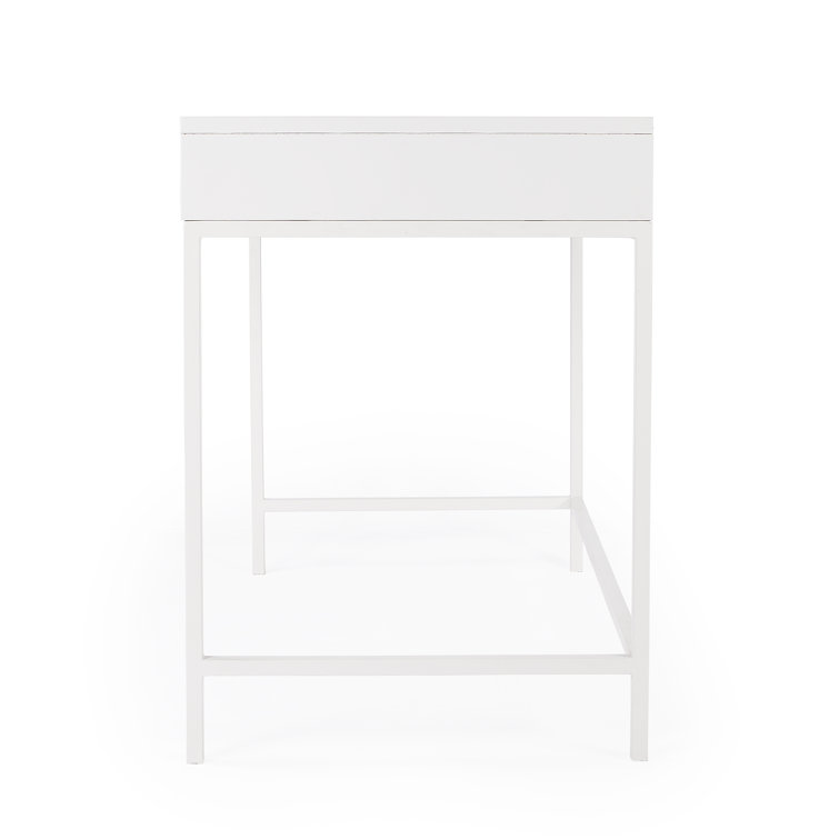 Belka Modern White Mahogany Writing Desk with Smooth Drawers