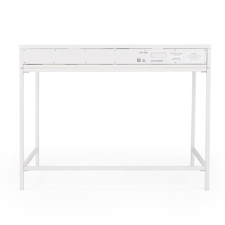 Belka Modern White Mahogany Writing Desk with Smooth Drawers