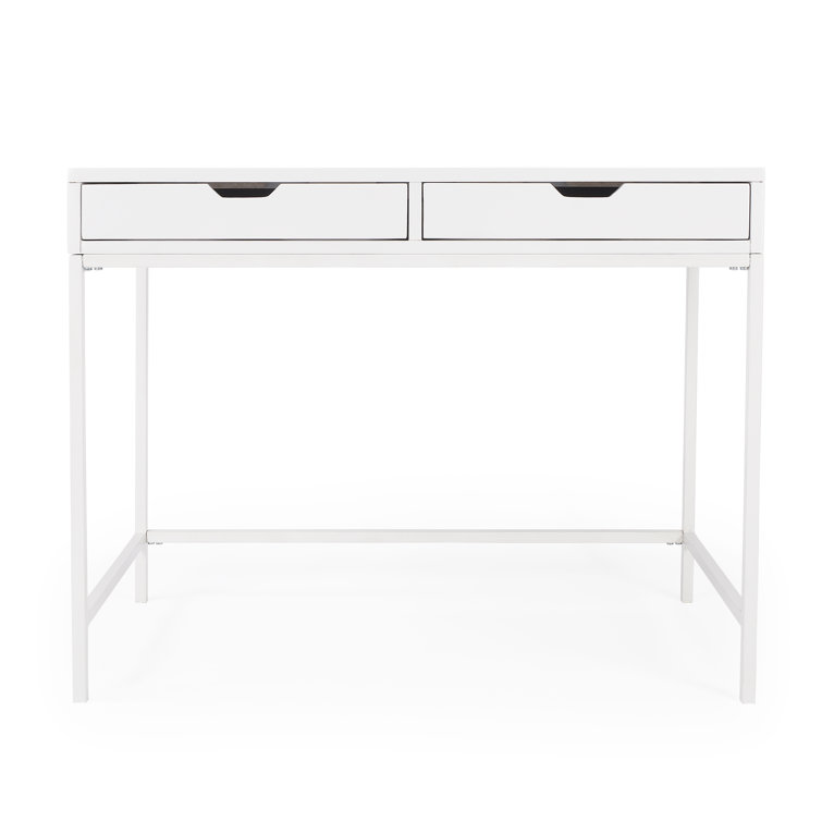 Belka Modern White Mahogany Writing Desk with Smooth Drawers