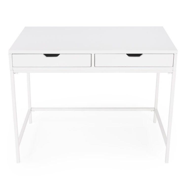 Belka Modern White Mahogany Writing Desk with Smooth Drawers