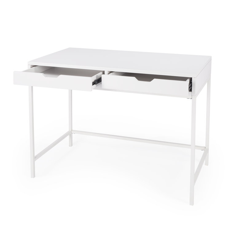 Belka Modern White Mahogany Writing Desk with Smooth Drawers