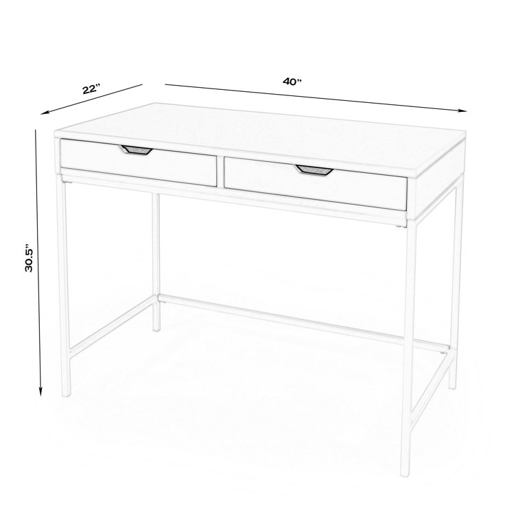 Belka Modern White Mahogany Writing Desk with Smooth Drawers