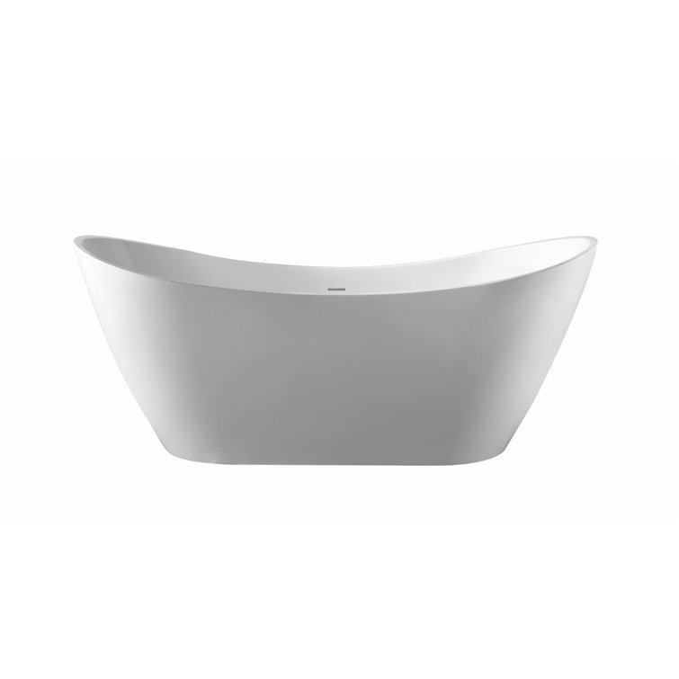 70'' White Oval Freestanding Acrylic Bathtub