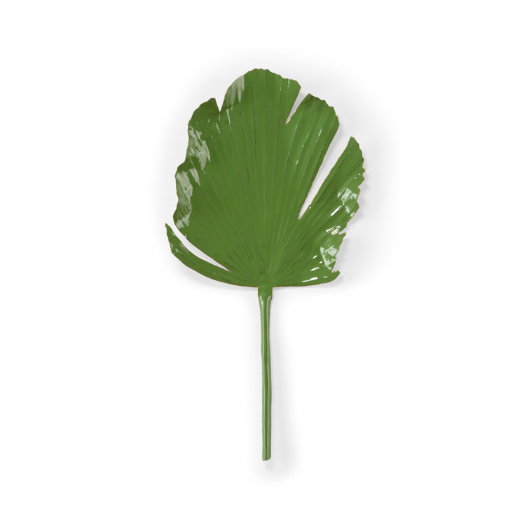 Green Enamel Palm Leaf Metal Wall Art Decor