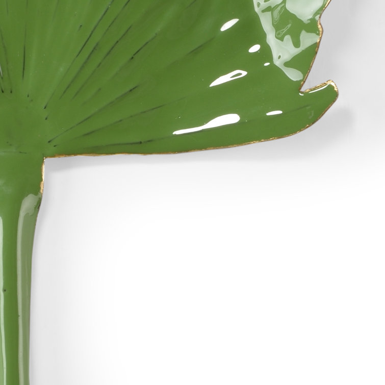 Green Enamel Palm Leaf Metal Wall Art Decor