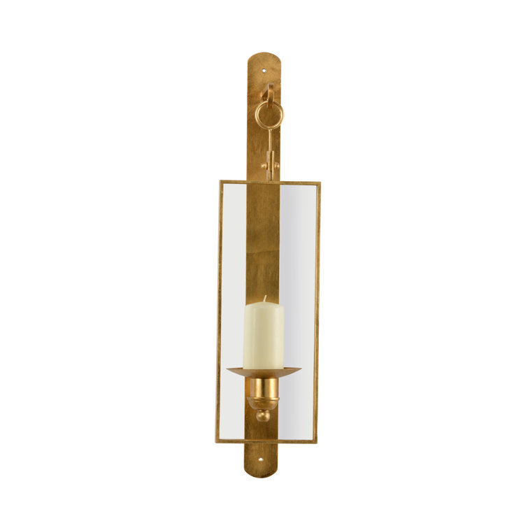 Elegant Gold Leaf Candle Wall Sconce with Clear Tempered Glass