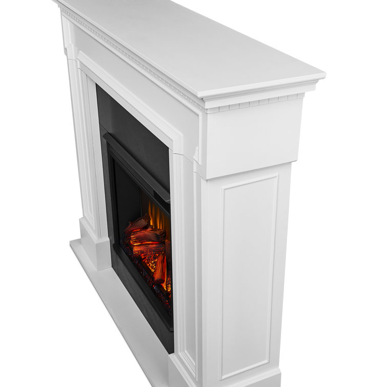 White Freestanding Electric Fireplace with Mantel