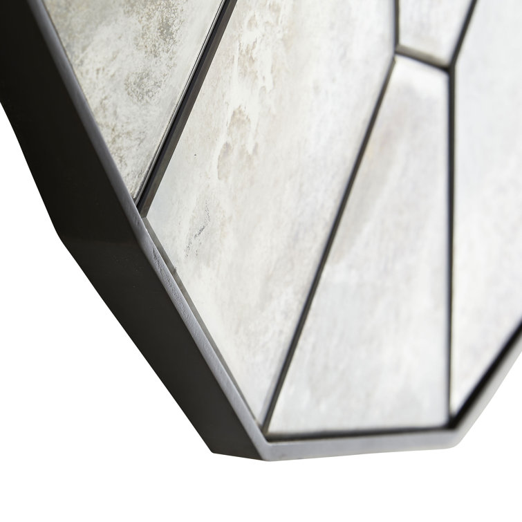 Callen 40.5'' Geometric Iron Framed Wall Mirror with Tortoiseshell Finish