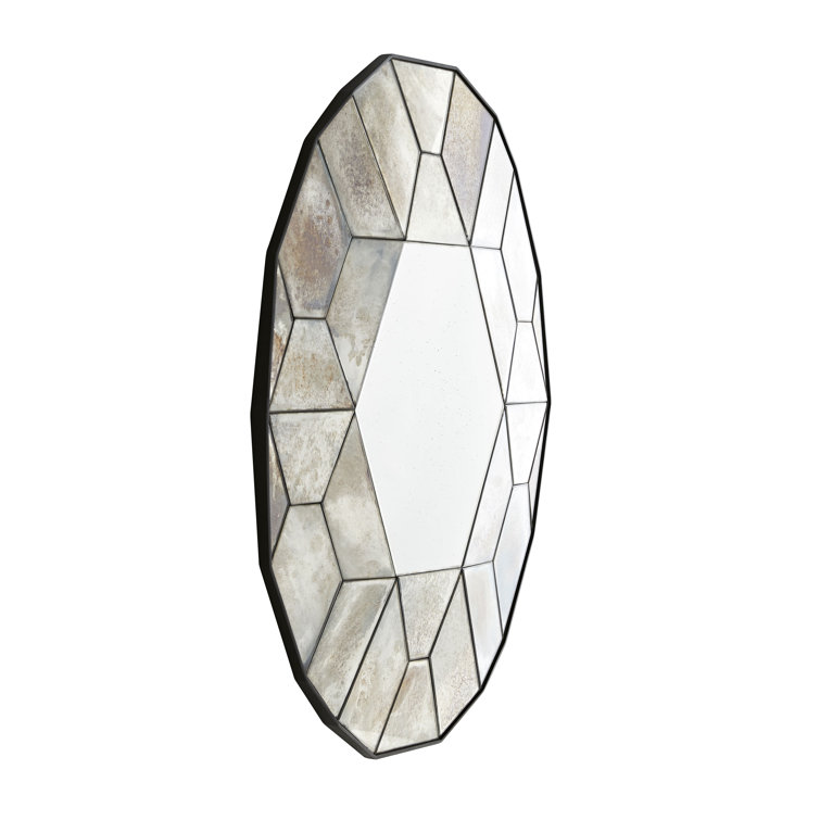 Callen 40.5'' Geometric Iron Framed Wall Mirror with Tortoiseshell Finish