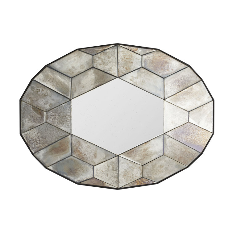 Callen 40.5'' Geometric Iron Framed Wall Mirror with Tortoiseshell Finish