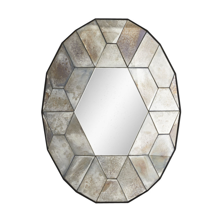 Callen 40.5'' Geometric Iron Framed Wall Mirror with Tortoiseshell Finish