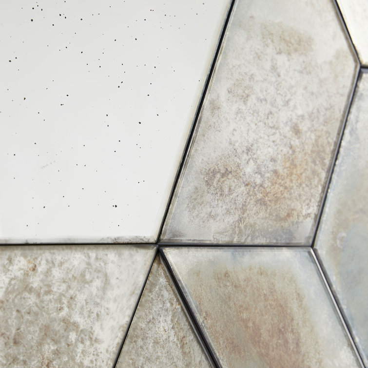 Callen 40.5'' Geometric Iron Framed Wall Mirror with Tortoiseshell Finish