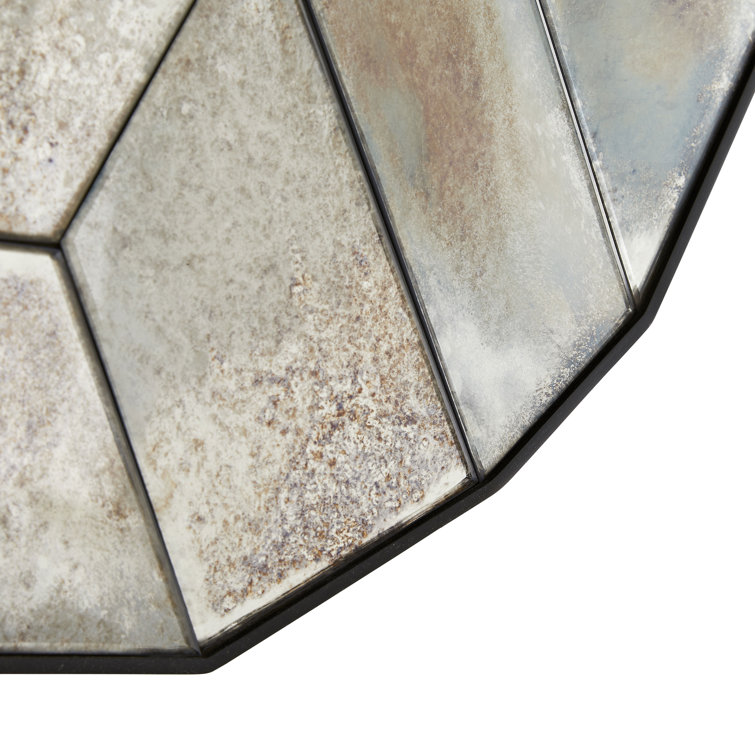 Callen 40.5'' Geometric Iron Framed Wall Mirror with Tortoiseshell Finish
