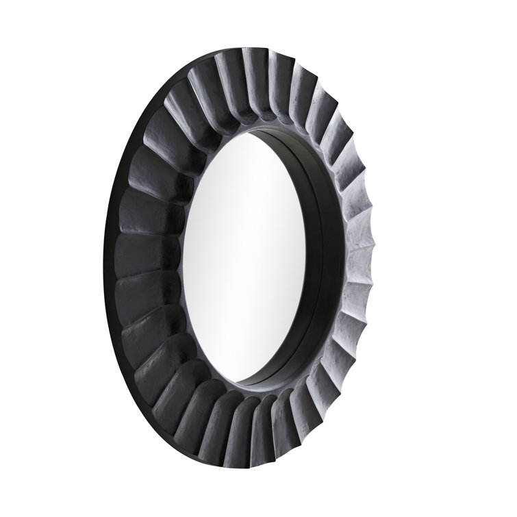 Blake Rectangular Black Carved Wood Wall Mirror