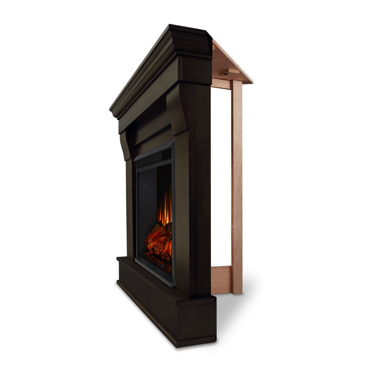 Dark Walnut Free-standing Electric Fireplace with Mantel