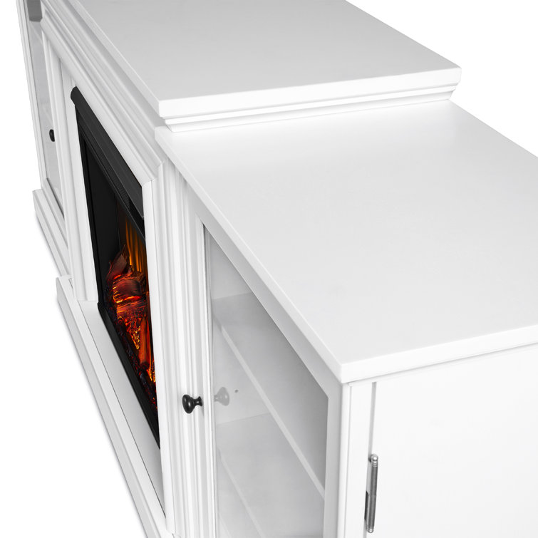 Frederick 72'' White Wood TV Stand with Electric Fireplace
