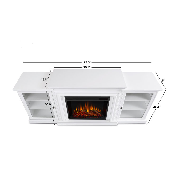 Frederick 72'' White Wood TV Stand with Electric Fireplace