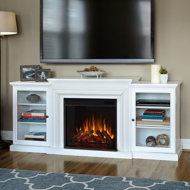 Frederick 72'' White Wood TV Stand with Electric Fireplace