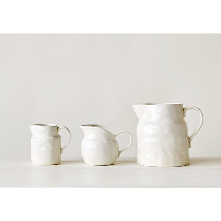Adrielle 14oz White Stoneware Pitcher