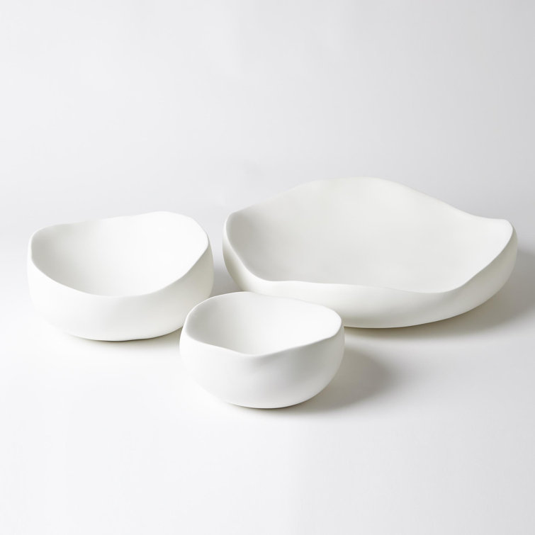 Matte White Organic Ceramic Salad and Fruit Bowl