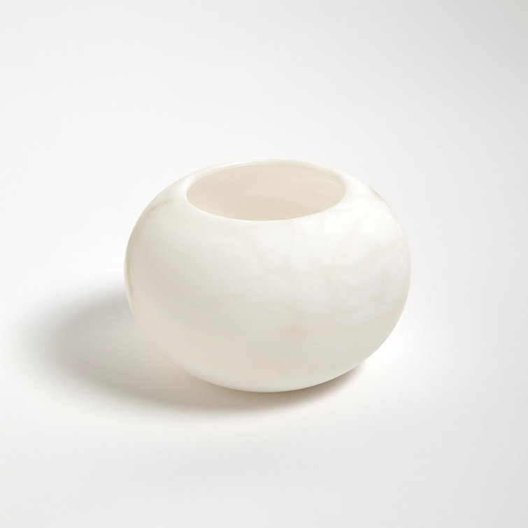 White Alabaster Round Tea Light Holder