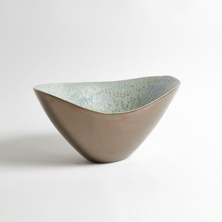 Bronze and Blue Reactive Glaze Ceramic Bowl