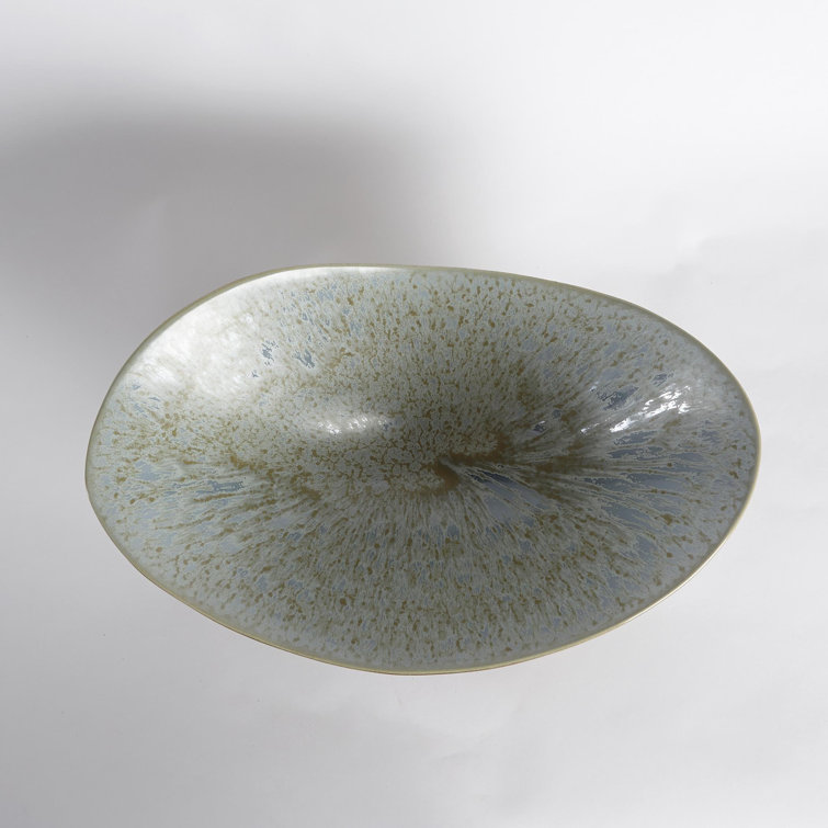 Bronze and Blue Reactive Glaze Ceramic Bowl