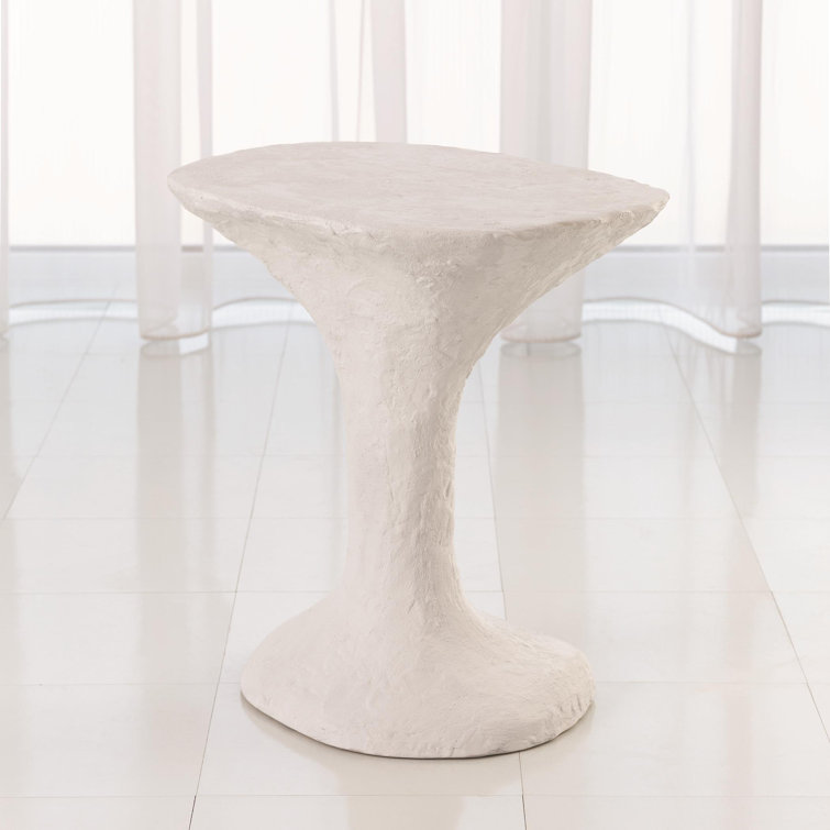 Soft White Stone Primitive Accent Table