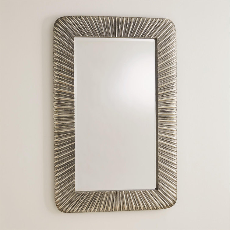 Valencia Antique Nickel 44'' Rectangular Wood & Silver Mirror