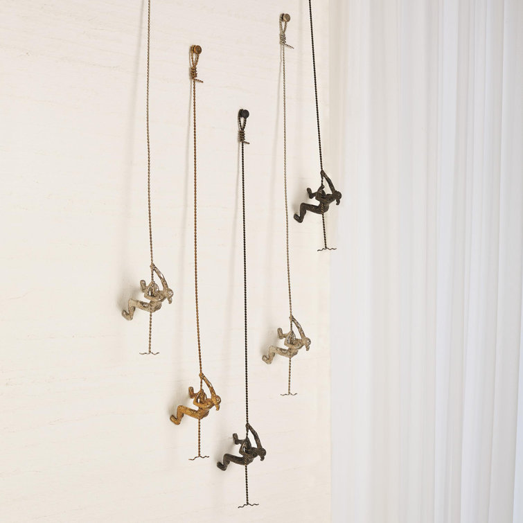 Bronze Climbing Woman Wall Mounted Sculpture