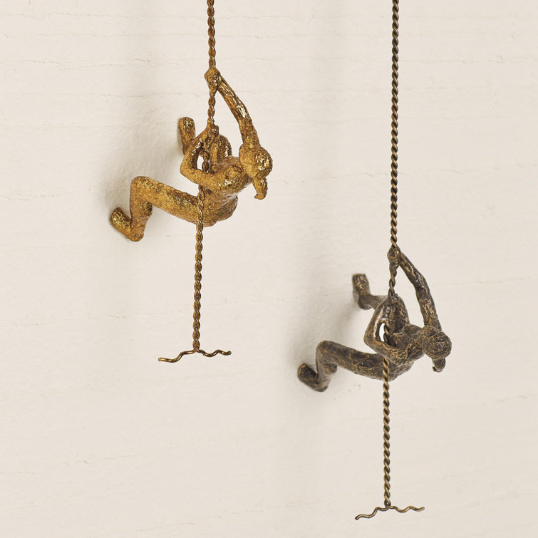 Bronze Climbing Woman Wall Mounted Sculpture