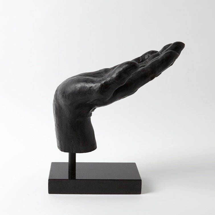 Traditional Bronze Finish Metal Open Hand Statue 14.75"L