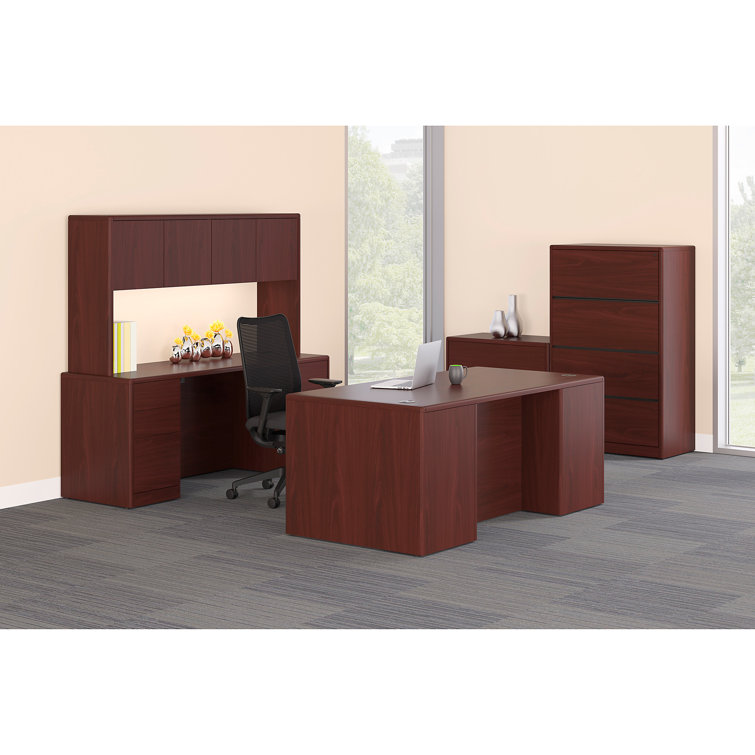 Mahogany Executive Desk with Drawer and Power Outlet