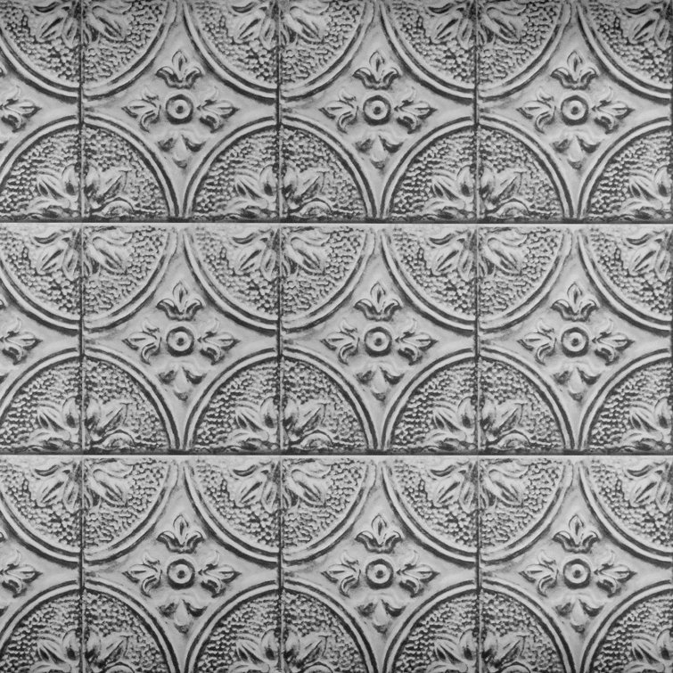 Silver Faux Tin Tile Peel & Stick Backsplash Roll