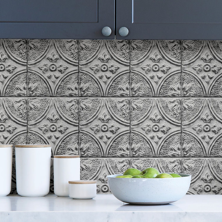 Silver Faux Tin Tile Peel & Stick Backsplash Roll