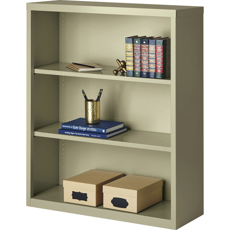 Light Gray Adjustable Steel 3-Shelf Bookcase