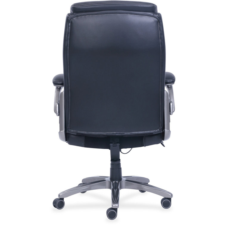 High-Back Executive Swivel Chair with Adjustable Arms in Black Leather