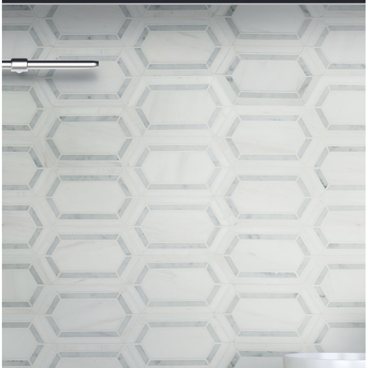 12x12 White and Brown Marble Mosaic Tile Pack