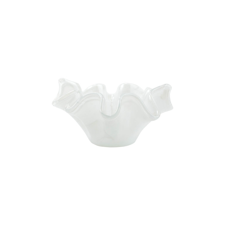 Onda 8.5" White Mouthblown Glass Serving Bowl