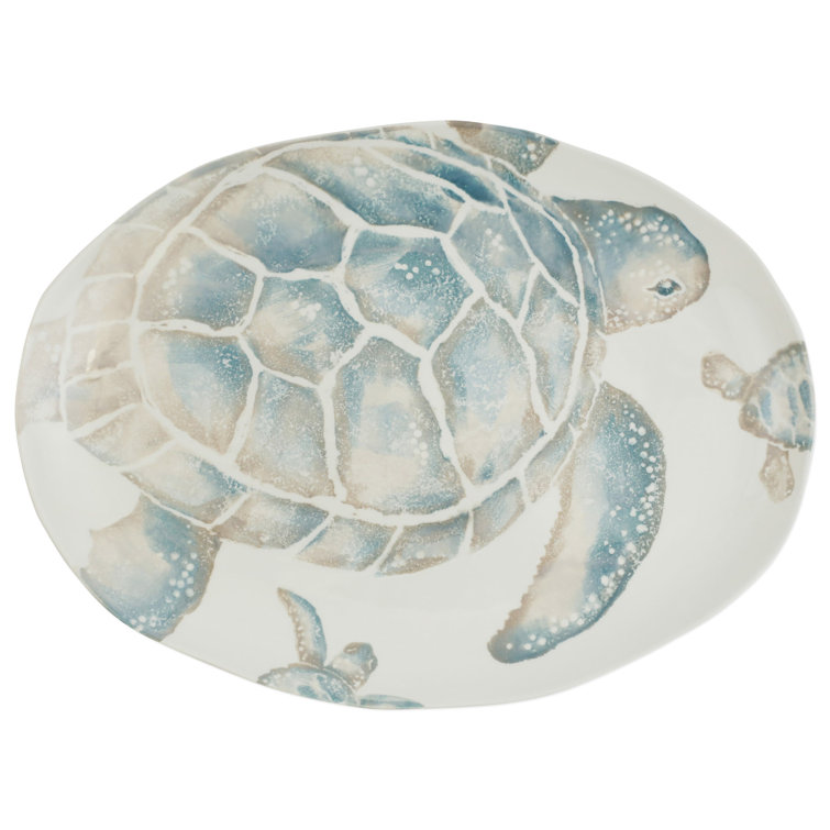 Medium Oval Ceramic Platter with Colorful Animal Print