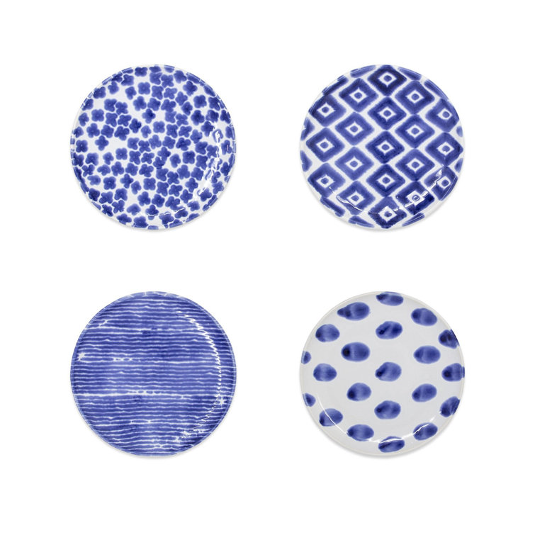 Handcrafted Blue and White Ceramic Appetizer Plates Set