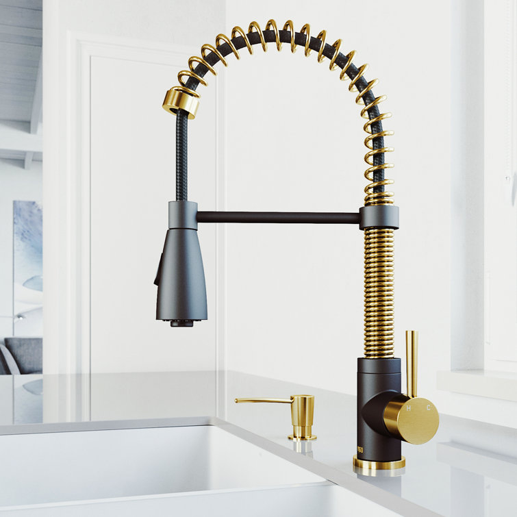 Brant Stainless Steel Pull-Down Kitchen Faucet with Soap Dispenser