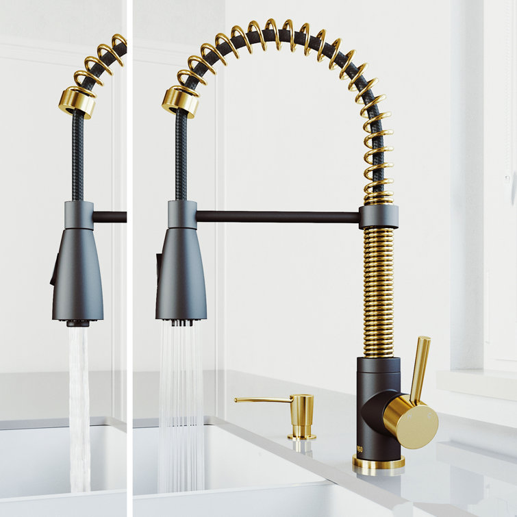 Brant Stainless Steel Pull-Down Kitchen Faucet with Soap Dispenser