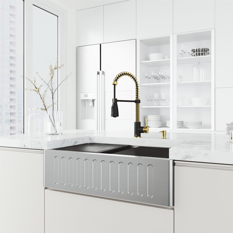 Brant Stainless Steel Pull-Down Kitchen Faucet with Soap Dispenser