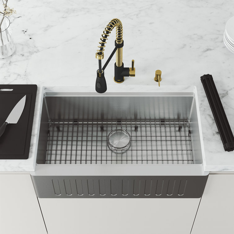 Brant Stainless Steel Pull-Down Kitchen Faucet with Soap Dispenser